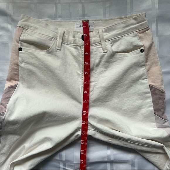 FRAME Denim White Le High Skinny Jeans with Colour Block Striped Detail - Picture 8 of 16